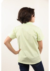 Resim Toontoy Kids Toontoy Erkek Çocuk Regular Fit Kısa Kollu Basic Poplin Gömlek - Papyon Yakalı Sarı 