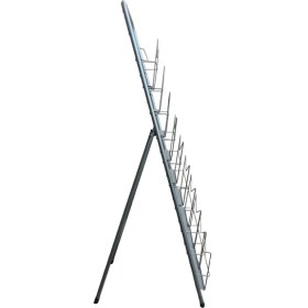 Resim Stand Sergileme Şık ve Fonksiyonel Ayaklı Gazete Dergi Standı - 10 Cepli, Gri Metal Tasarım - Stand Sergileme 