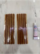Resim OEM Lastik Tamir Fitili Kalın Tire Seal Dubleks Kahverengi A Kalite 10 Adet 20 Cm ve Fitil Yama İlacı 