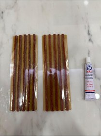 Resim OEM Lastik Tamir Fitili Kalın Tire Seal Dubleks Kahverengi A Kalite 10 Adet 20 Cm ve Fitil Yama İlacı 