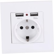 Resim Avrupa/Fransız Standart 250V Duvar Prizi, 2 USB Portu ve Güç Göstergeli Işık - Ev, Ofis, Mutfak, Yatak Odası için Sabit Elektrik Çıkışı - Beyaz 