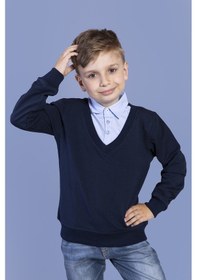 Resim Toontoy Kids Toontoy Erkek Çocuk Gömlek Yaka Okul Sweatshirt Siyah 