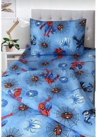 Resim Denizli Çeyiz Tek Kişilik Çocuk Nevresim Takımı Örümcek Adam Mavi 