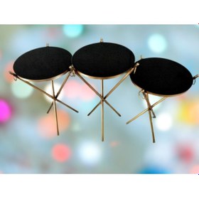 Resim Brc Küpe Zigon Model Sehpa Metal Bakır Eskitme Gold Renk Ayak Kır 