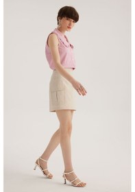Resim Stella Pulvis Bej Cepli Mini Etek Bej 