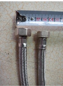Resim 1 Adet 70 Cm Çelik Örgülü 1/2x3/8 Bağlantı Hortumu Rekorlu 