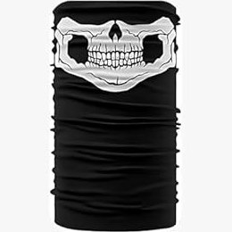 Resim Siyah Beyaz Klasik Kuru Kafa Çok Amaçlı Bandana Buff Saç Bandı Maske Balaklava Toka, Motosiklet ve Outdoor Kullanımı için 