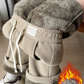 Resim Kadınlar İçin Polar Astarlı Kalınlaştırılmış Kışlık Pantolon, Düz Kesim Geniş Paça Fleece Pantolon, Sonbahar ve Kış için Polar Astarlı Sıcak Tutan Kadın Pantolonları 