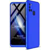 Resim Samsung Galaxy A21s Kılıf Double Dip 360 Protective Mavi Microsonic