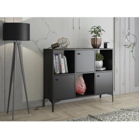 Resim Wood'n Love Orbit Premium 3 Kapaklı Metal Ayaklı Çok Amaçlı Dolap Konsol - Siyah / Siyah 