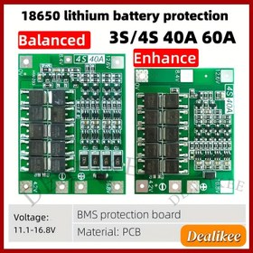 Resim 2 Adet Gelişmiş 3S/4S Lityum Pil Koruma Kartı, 40A 60A, Bakır Malzeme, Şarj Olmamış Güç Modu, Montaj Gerekli, Elektrikli Matkaplar, Motor, 11.1V-16.8V için 18650 BMS ile Uyumlu 