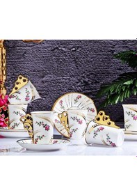 Resim Kosova Porselen Rose Flower 6'lı Uzun Fincan Takımı 90 cc İST-143 