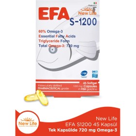 Resim New Life Efa S 1200 Balık Yağı 45 Kapsül Türkiye Menşeli Omega 3 İçeren Takviye Edici Gıda 