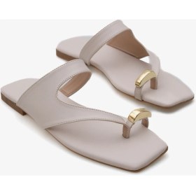 Resim Kadın Parmak Arası Bantlı Gold Tokalı Günlük Terlik Coco 