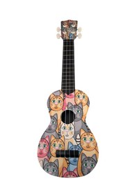 Resim Hawiian Soprano Kedi Desenli Komposit Ukulele 