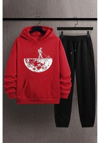 Resim Uzay Temalı Baskılı Eşofman Takımı Kırmızı 