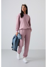 Resim Tommy Life Gül Kurusu Basic Pamuklu O Yaka Oversize Lastik Paça Kadın Eşofman Takım - 95287 Gül Kurusu 