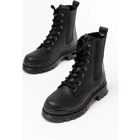 Resim 2051-298 Siyah Luna Düz Topuklu Bağcıklı Lastikli Günlük Kadın Bot Çok Renkli 