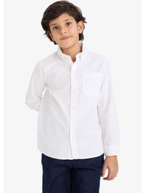 Resim DeFacto Erkek Çocuk Polo Yaka Oxford Uzun Kollu Basic Düz Gömlek W3215A625SMWT34 
