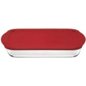 Resim Borcam Kırmızı Kapaklı Kare ve Dikdörtgen Saklama Kabı 2 Adet 