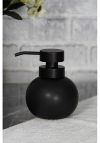Resim Lüks Siyah Tombul Stoneware Sıvı Sabunluk, Siyah Başlıklı Deterjanlık, Banyo Ve Mutfak Sabunluğu 