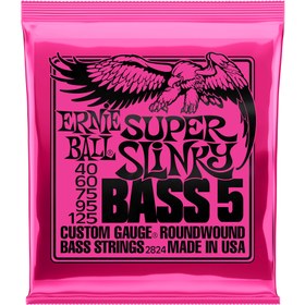 Resim Ernie Ball 2824 Super Slinky 5-String Nickel Wound Bas Gitar Teli (40-125) 