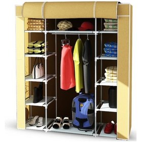 Resim Sepettenevar Metal Profil Çift Yandan Raflı Askılıklı Bez Dolap - 10 Renkli 