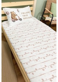 Resim Organik Tek Kişilik Lastikli Çarşaf Seti - Minik Gezgin Renkli 