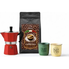Resim PremiumPort Moka Pot Espresso Başlangıç Seti 2'li 100 ml Fincan ve Kahve 