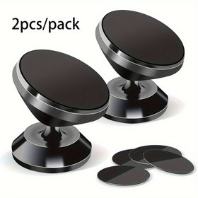 Resim Çift Manyetik Araba Telefon Tutucu, Güçlü Manyetik, Paslanmaz Çelik 4 Metal Plaka ile, Gösterge Paneli 360° Döndürme ve Tam Görünüm, Ayarlanabilir Manyetik Telefon Tutucu 