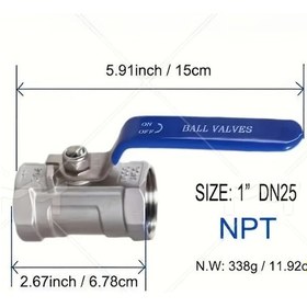 Resim Willowhaven Dn25 1 Inç Paslanmaz Çelik Tam Geçişli Vana İçme Suyu Gıda Kimya Endüstri 
