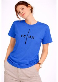 Resim Nevermind Kadın Tişört Basic Minimal Baskılı Relax Yazılı Günlük Rahat Pamu Lacivert 