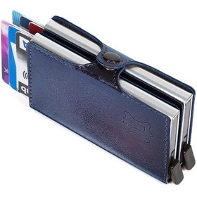 Resim Lederax Çift Mekanizmalı Deri Erkek Kartlık Cüzdan Lacivert 
