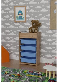 Resim 4 Sepetli Çok Amaçlı Dolap Atlantik Çam - Mavi Kahverengi 