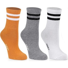 Resim Ozzy Socks 3lü Kolej Çorabı Sarı Gri Beyaz Çok Renkli 