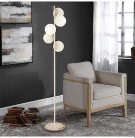 Resim Uzel 5Li Beyaz Patinalı Modern Tasarım Metal Lambader 