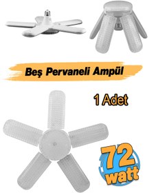 Resim Badem10 Beş Pervaneli Tasarruflu Ampul 72 W Led Lamba Beyaz E27 Duy 6480 Lümen Uzun Ömürlü 220 Volt 1 Adet 