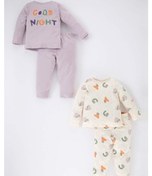 Resim Defacto Kız Bebek Slogan Baskılı Uzun Kollu Penye 4lü Pijama Takımı A9377a523auer233 Defacto