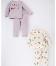 Resim Defacto Kız Bebek Slogan Baskılı Uzun Kollu Penye 4lü Pijama Takımı A9377a523auer233 