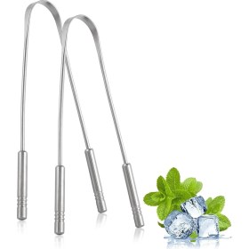 Resim Yetişkinler Için Dil Kazıyıcı (2'li PAKET),%100 Bakır, Dil Temizleyici, Kullanımı Kolay, Dil Temizleyici, Ağız Bakımı ve Hijyen Için (%100 Paslanmaz Çelik) 