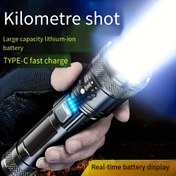 Resim 1 ultra güçlü XHP50 LED el feneri, yerleşik şarj edilebilir batarya ile, kamp ve açık hava keşifleri için uygun süper parlak değişken odaklama kamping lambası, şarj edilebilir el feneri 