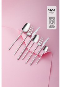 Resim Emsan Destrier 84 Parça 12 Kişilik Kutulu Çatal Kaşık Bıçak Takı Gümüş 