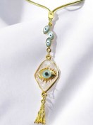 Resim biuti Salkım Nazar Boncuğu Püsküllü Dikiz Ayna Süsü, Sedefli Göz Figürü Tarz Yeni Araba Hediyesi 