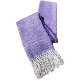 Resim Bayan Balıksırtı Desenli Yumuşak Dokulu Pamuklu Şal Mor Renkli 