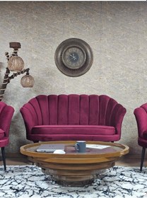 Resim Zafir İstiridye Takım Siyah Boyalı Sivriltme Ayak Çay Seti Koltuk Takımı Bordo 