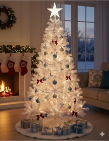 Resim 210 Cm Yılbaşı Çam Ağacı 580 Dal Beyaz Demir Ayaklı Lüks Dökülmeyen İthal Ağaç Diğer 