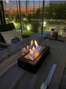 Resim Metal Siyah Renk Masa Üstü Şömine Sertifikalı Yakıt Ve Dekoratif Taş Hediyeli 