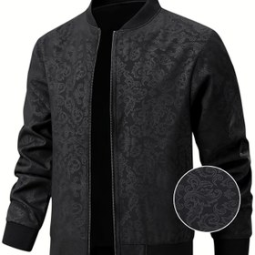 Resim Erkekler için Günlük Bomber Ceket, Anka Kuşu Baskılı, %97 Polyester %3 Spandex, Bahar & Sonbahar için Rüzgar Geçirmez, Beyzbol Yaka, Fermuarlı Tasarım, Rüzgarlık Ceket 