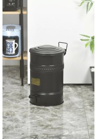 Resim Pedallı Metal Galvaniz Mutfak Banyo Kapaklı Çöp Kovası 16 Lt Siy 
