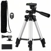 Resim Jeemson Alüminyum Masaüstü Tripod 65cm 3 Bölmeli, 1/4 Vida Bağlantısı, Bluetooth Komut, Telefon Tutucu, Spor Kamera Adaptörü Ve Taşıma Çantası 